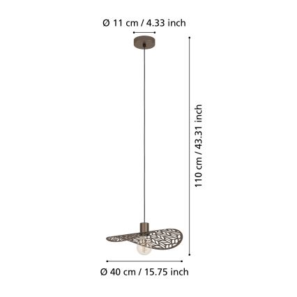 Eglo - Pendul cu cablu 1xE27/60W/230V, Ø 40 cm, bronz