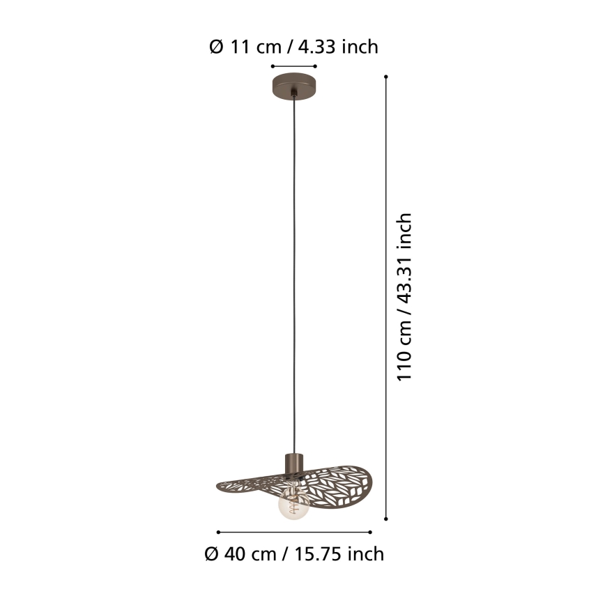 Eglo - Pendul cu cablu 1xE27/60W/230V, Ø 40 cm, bronz