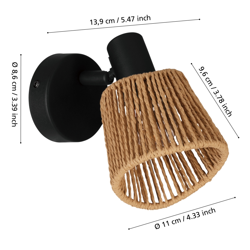 Eglo - Aplică spot de perete 1xE14/10W/230V negru/bej
