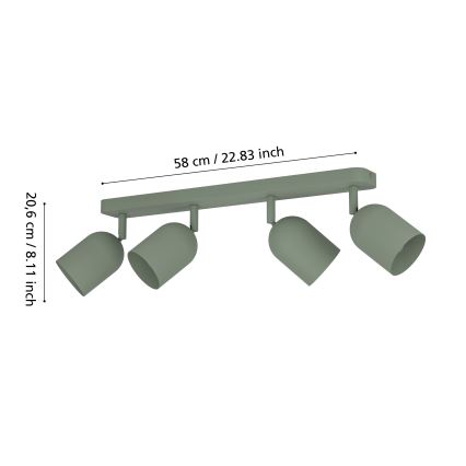 Eglo - Spot 4xE14/40W/230V, verde