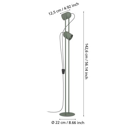 Eglo - Lampă de podea 2xE14/8W/230V verde