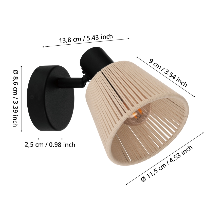 Eglo - Aplica de perete cu spot 1x E14/40W/230V, bej/negru