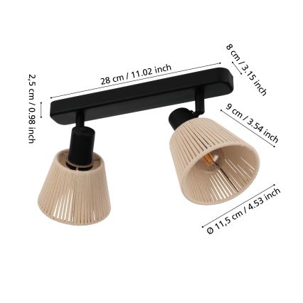 Eglo - Spot aplicat 2xE14/40W/230V bej/negru