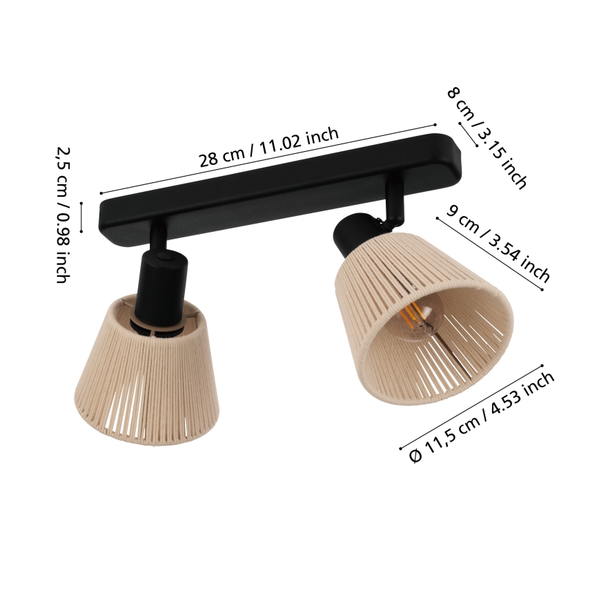 Eglo - Spot aplicat 2xE14/40W/230V bej/negru