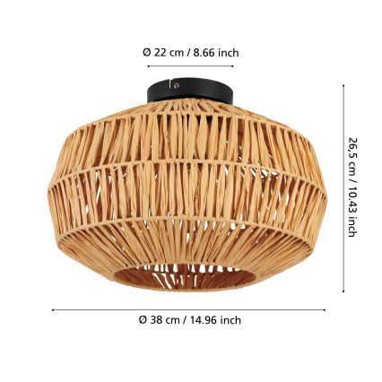 Eglo - Plafonieră 1xE27/40W/230V, Ø 38 cm, maro