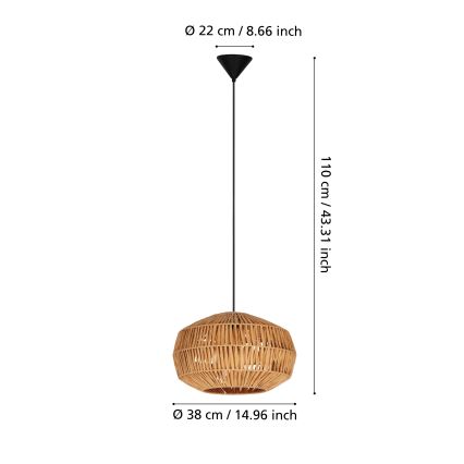 Eglo - Pendul cu cablu, 1xE27/40W/230V, maro