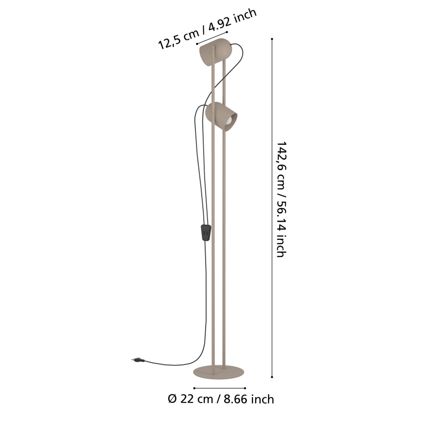 Eglo - Lampă de podea bej, 2x E14, 8W, 230V