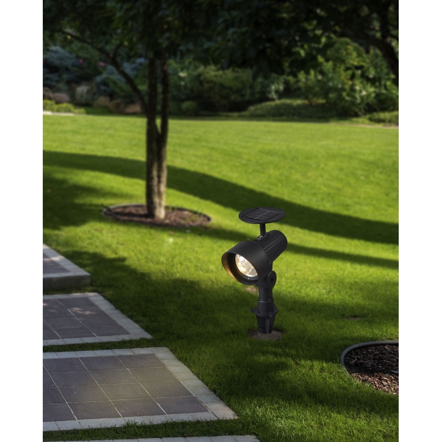 Eglo - Set de 3 lămpi solare LED cu senzor, acumulator 200 mAh, IP44, negru