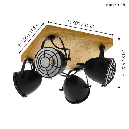 Eglo 49079 - Plafonieră cu spoturi GATEBECK 4xE14/40W/230V