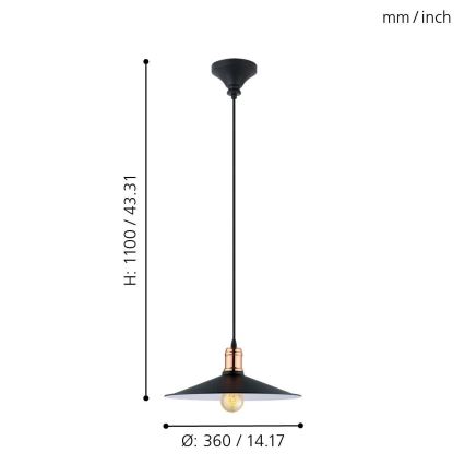 Eglo - Lustră suspendată pe cablu 1xE27/60W/230V