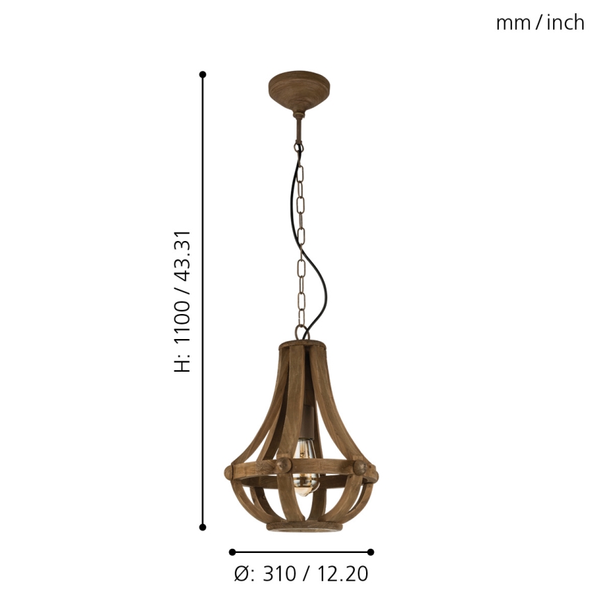 Eglo 49724 - Candelabru suspendat pe lanț KINROSS, 1xE27/60W
