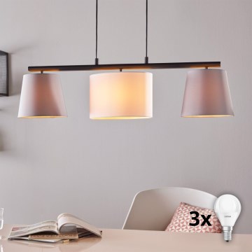 Eglo 55207 - Candelabru LED suspendat pe cablu ALMEIDA 3xE14/25W/230V gri