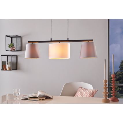 Eglo 55207 - Candelabru LED suspendat pe cablu ALMEIDA 3xE14/25W/230V gri