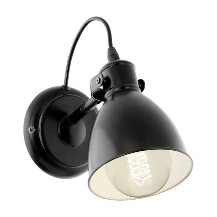 Eglo 55261 - Lampă de perete PRIDDY 1xE27/40W/230V neagră