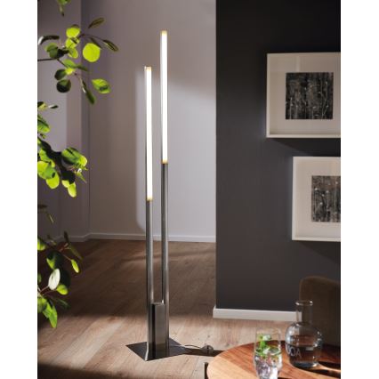 Eglo 55972 - Lampă de podea LED RGBW reglabilă FRAIOLI-C, LED 34W, 230V, 2700–6500K, crom mat + telecomandă