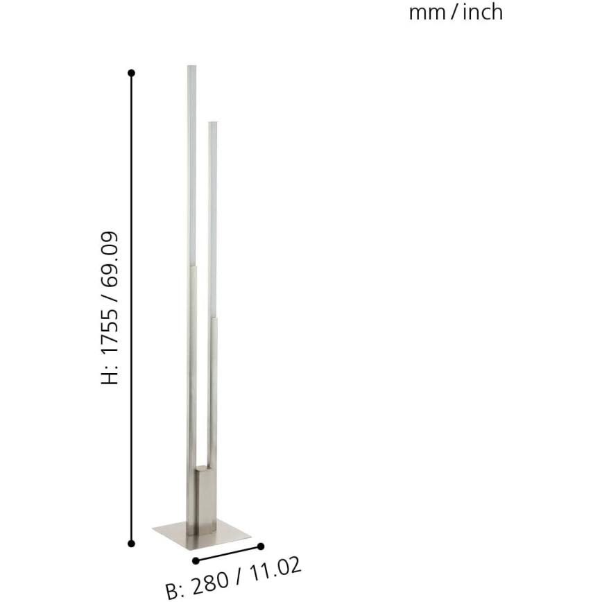 Eglo 55972 - Lampă de podea LED RGBW reglabilă FRAIOLI-C, LED 34W, 230V, 2700–6500K, crom mat + telecomandă