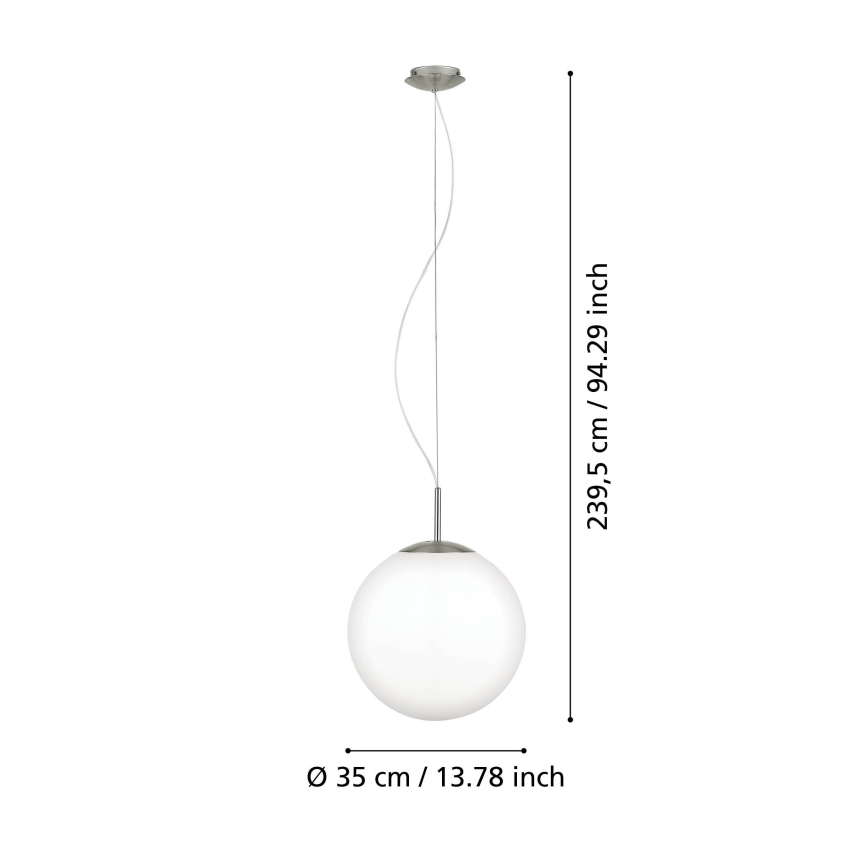 Eglo 63269 - Pendul pe cablu PIEDALE, 1xE27/60W/230V, Ø 35 cm, crom mat