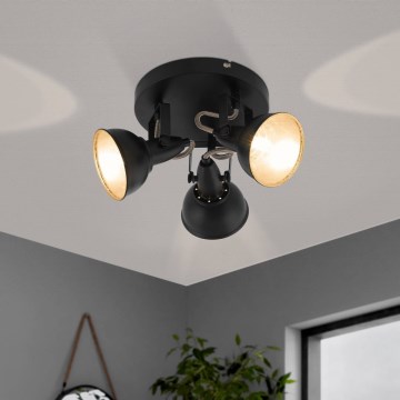 Eglo 75514 - Spot THORNTON 3xE14/28W/230V negru/auriu