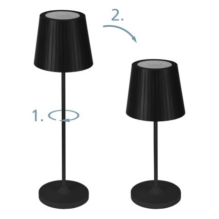 Eglo - Lampă de masă LED reîncărcabilă, reglabilă, pentru exterior LED/3,8W/5V 2400/3000/4000K 2000 mAh IP44 negru