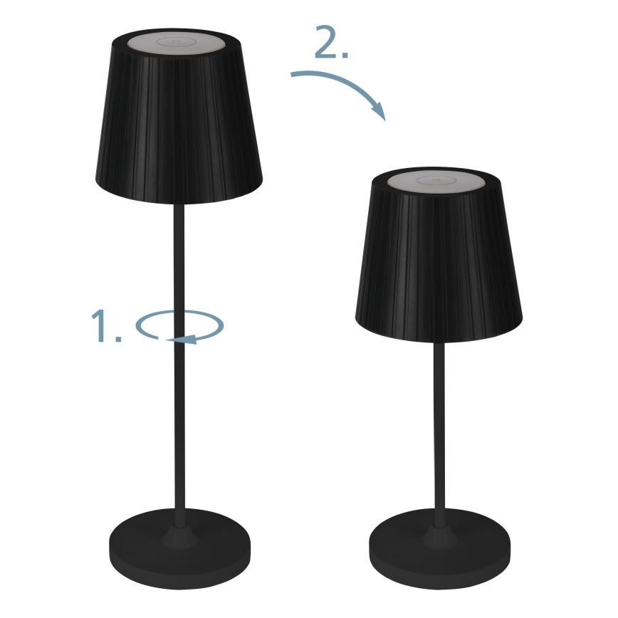 Eglo - Lampă de masă LED reîncărcabilă, reglabilă, pentru exterior LED/3,8W/5V 2400/3000/4000K 2000 mAh IP44 negru