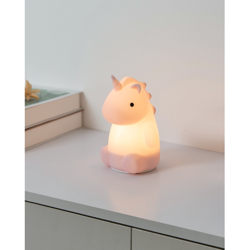 Eglo - Lumină de veghe pentru copii LED RGBW, reîncărcabilă, cu comenzi tactile, 5W/5V, 1200 mAh, unicorn