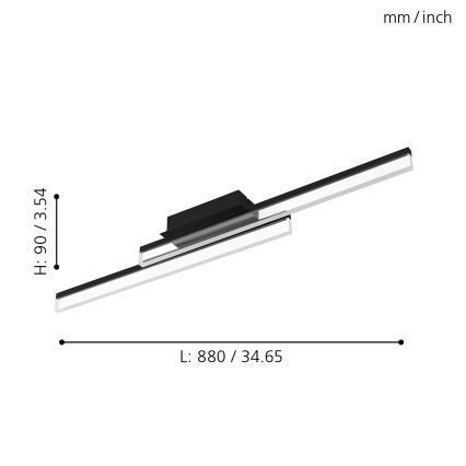 Eglo 780433 - Plafonieră LED pentru baie YANGUAS 2xLED/11W/230V 3000K IP44 neagră