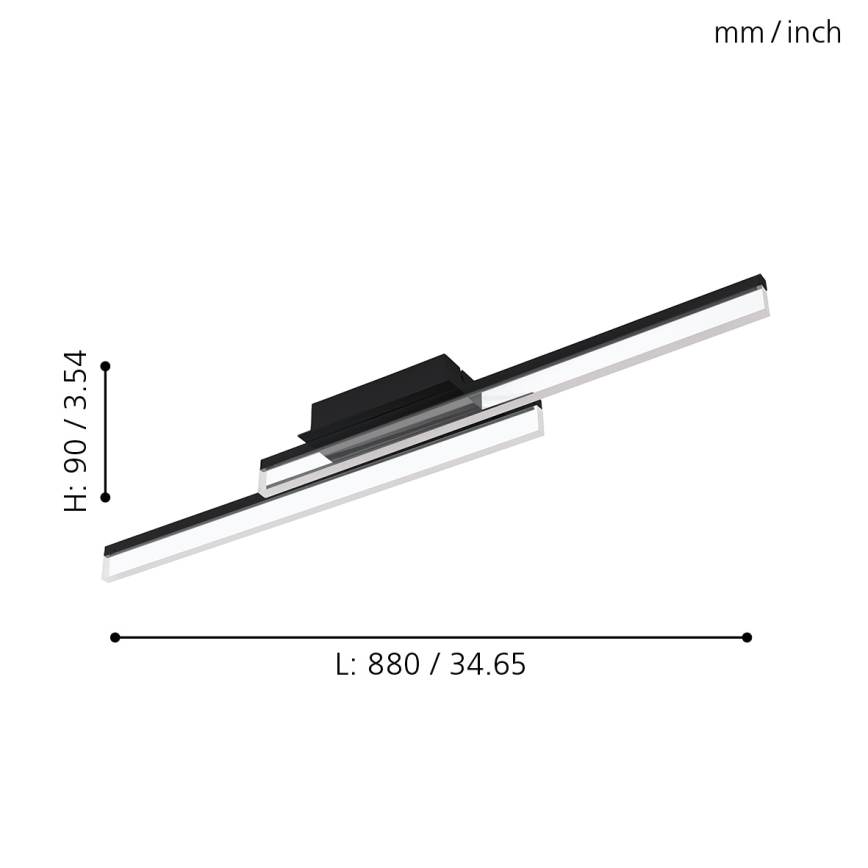 Eglo 780433 - Plafonieră LED pentru baie YANGUAS 2xLED/11W/230V 3000K IP44 neagră
