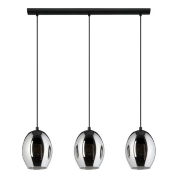 Eglo 780481 - Lustră pe cablu CADAQUES 3xE27/40W/230V negru/fumuriu