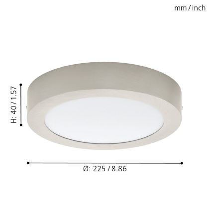 Eglo 78696 - Plafonieră LED FUEVA, 18 W, 230 V, diametru 22,5 cm