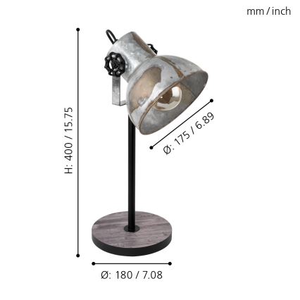Eglo 79365 - Lampă de masă BARNSTAPLE 1xE27/40W/230V