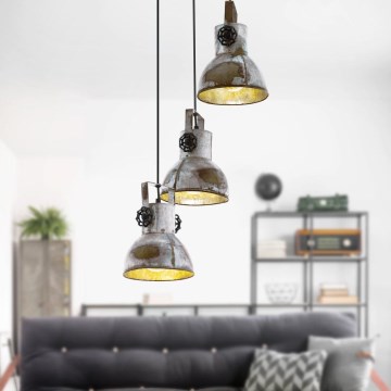 Eglo 79371 - Lustră suspendată pe cablu BARNSTAPLE 3xE27/40W/230V maro/patină