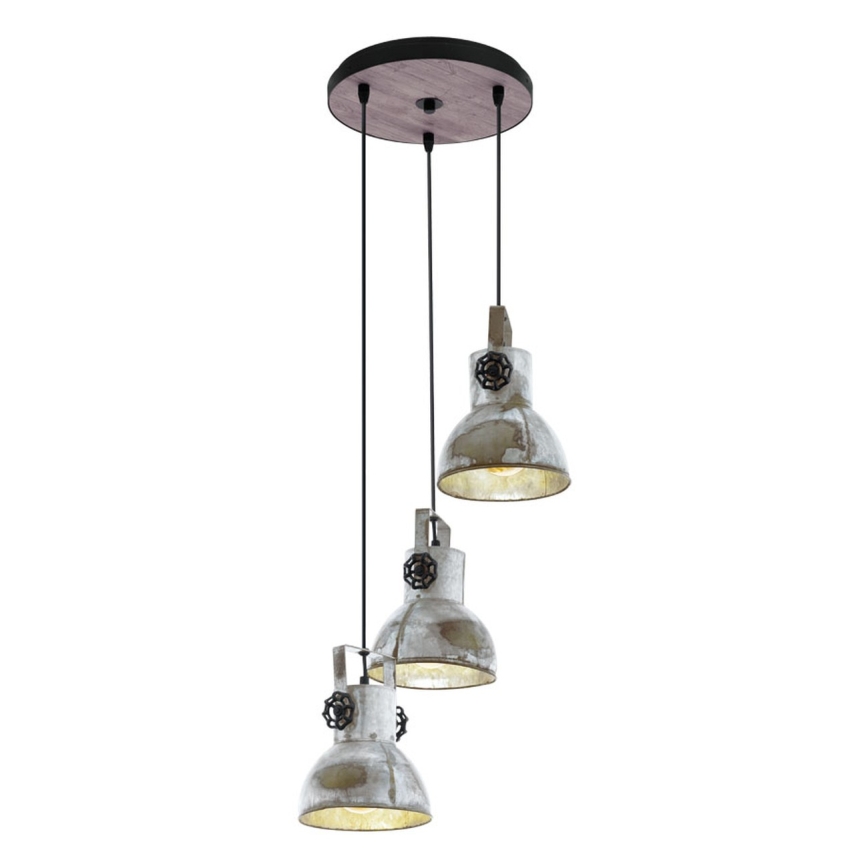 Eglo 79371 - Lustră suspendată pe cablu BARNSTAPLE 3xE27/40W/230V maro/patină