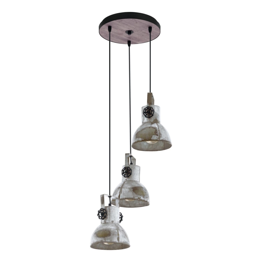 Eglo 79371 - Lustră suspendată pe cablu BARNSTAPLE 3xE27/40W/230V maro/patină