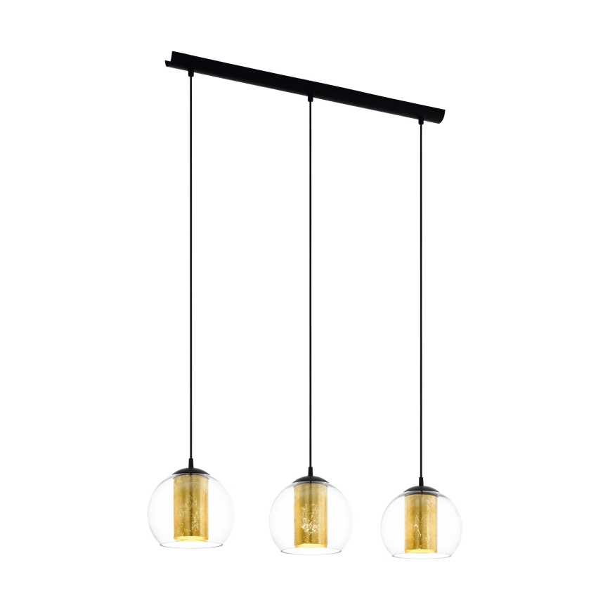 Eglo 79461 - Lustră suspendată pe cablu BOLSANO 3xE27/28W/230V auriu/negru