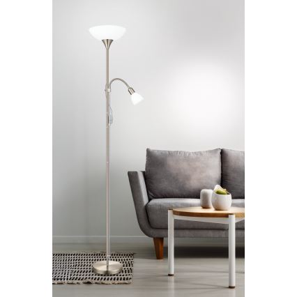 Lampadar EGLO 1xE27/60W + 1xE14/25W, crom mat