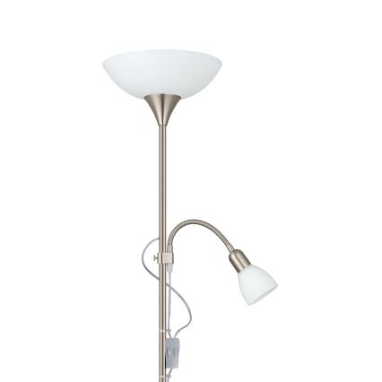 Lampadar EGLO 1xE27/60W + 1xE14/25W, crom mat