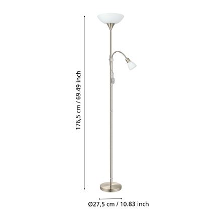 Lampadar EGLO 1xE27/60W + 1xE14/25W, crom mat