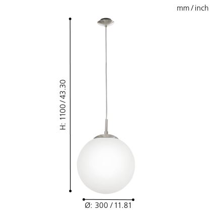 Eglo - Lustra cu cablu 1xE27/60W alb