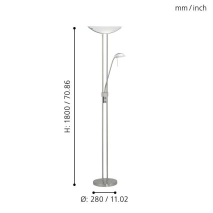 Lampă de podea dimabilă EGLO BAYA 1xR7s/230W+1xG9/33W, crom mat