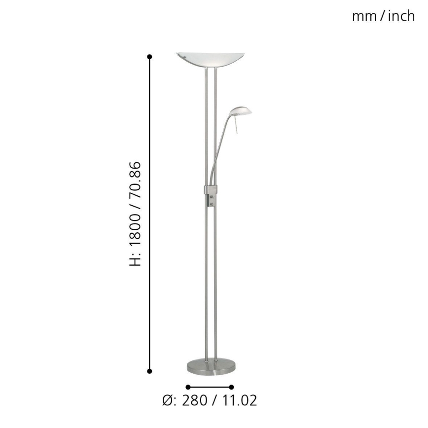 Lampă de podea dimabilă EGLO BAYA 1xR7s/230W+1xG9/33W, crom mat