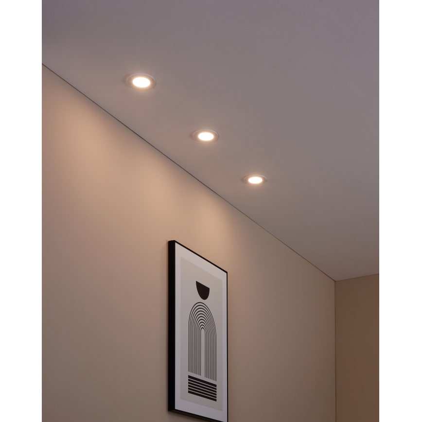 Eglo - Set de 3 spoturi LED încastrate FUEVA-Z, reglabile (compatibile cu variator), LED/2,8 W/230 V, IP44, diametru 8,5 cm