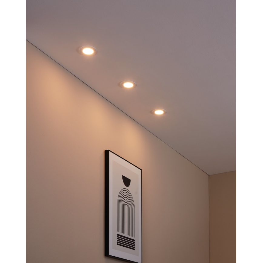 Eglo - Set de 3 spoturi LED încastrate FUEVA-Z, reglabile (compatibile cu variator), LED/2,8 W/230 V, IP44, diametru 8,5 cm