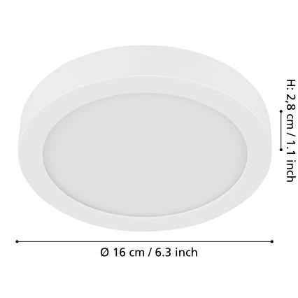 Eglo - Plafonieră LED dimabilă 11W/230V, albă, Ø 16 cm