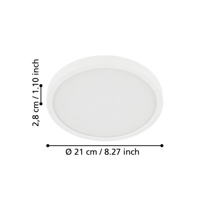 Eglo - Plafonieră LED pentru baie, 17 W, 230 V, alb, IP44, Ø 21 cm