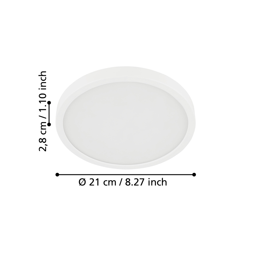 Eglo - Plafonieră LED pentru baie, 17 W, 230 V, alb, IP44, Ø 21 cm