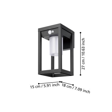 Eglo - Lampă solară de perete cu LED și senzor LED/3,7W/3,7V 2000 mAh IP44