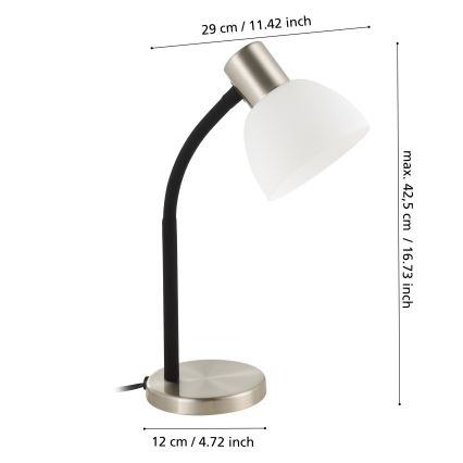 Eglo - Lampă de masă 1xE14/25W/230V negru/crom mat