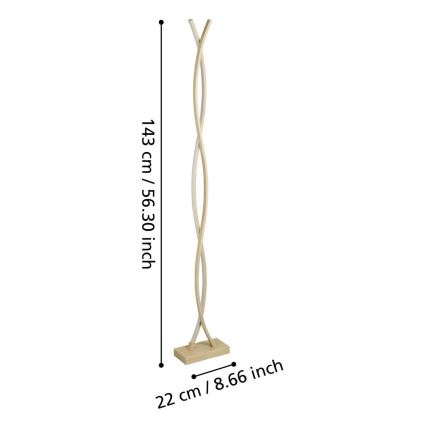 Eglo - Lampă de podea LED, 36 W, 230 V, finisaj auriu