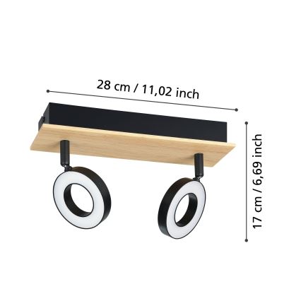 Spot LED Eglo 2xLED/4,2W/230V negru/maro