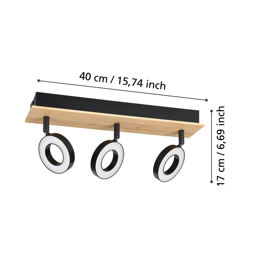 Eglo - Spot LED, 3 x LED / 4,2 W / 230 V, negru/maro